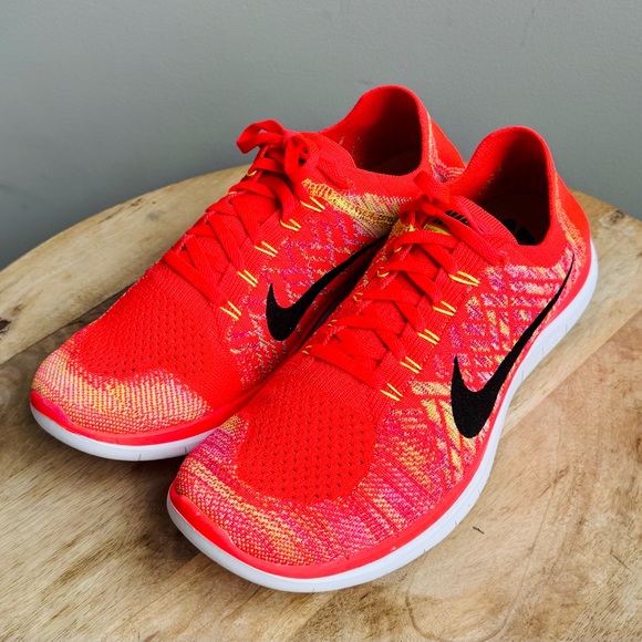 Nike Free 4.0 Flyknit Mens Size 11 Bright Crimson/Hot Lava/Volt/Black 2014 Shoes - Picture 5 of 13